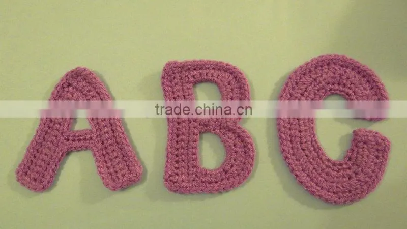Hand crocheted letters ABC in violet- applique, embellishment, craft