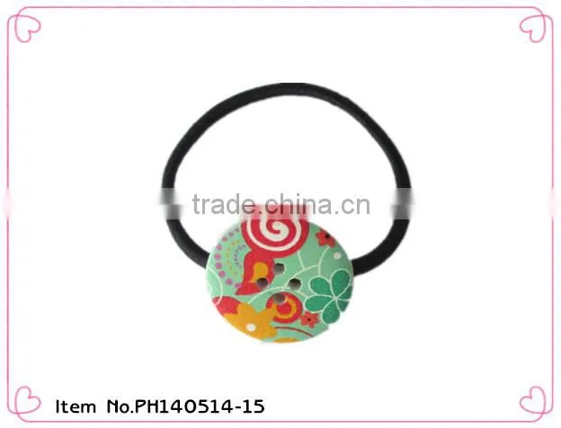 2014 hot sale girls elastic hair ties with button