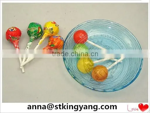 Fruit flavor lollipop with bubble gum