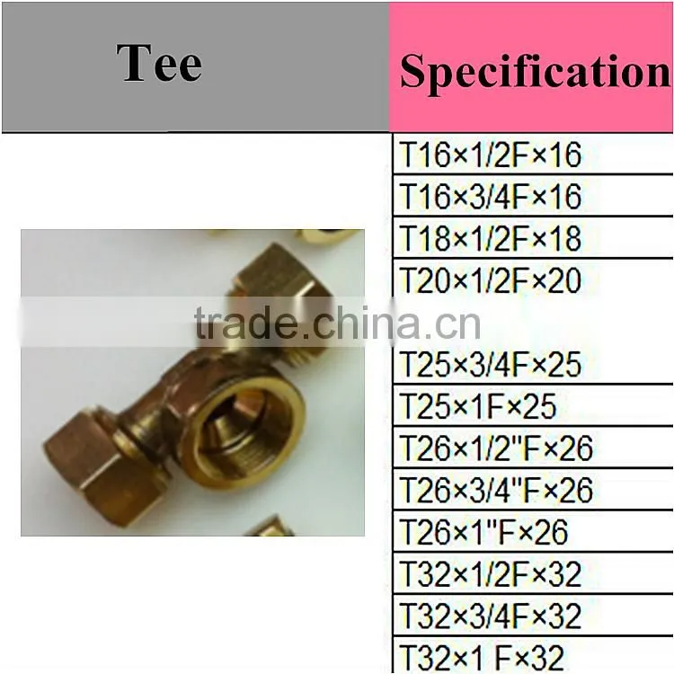 brass compression tee fitting for PEX-AL-PEX