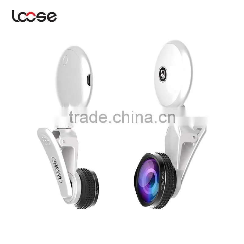 Wholesale Beauty RK19 selfie ring light Mobile phone 2 in 1 fisheyes lens Led fill light