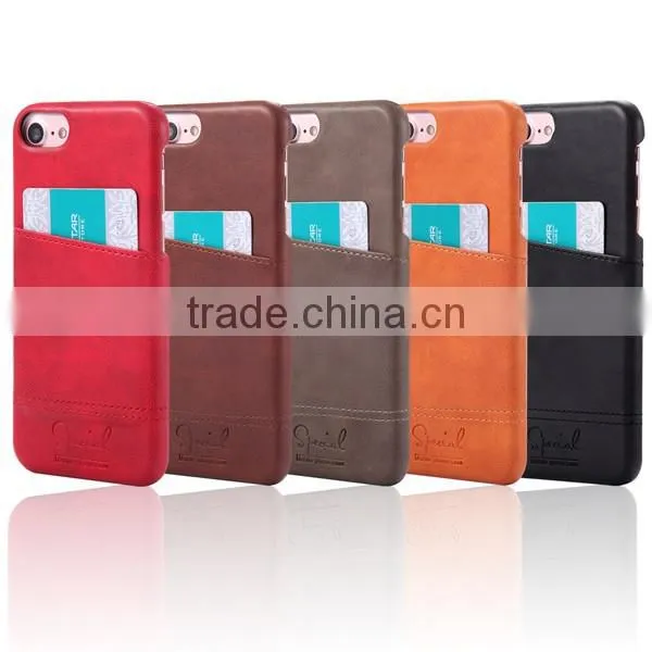 Leather hard Phone Case With Card Slot For iPhone7