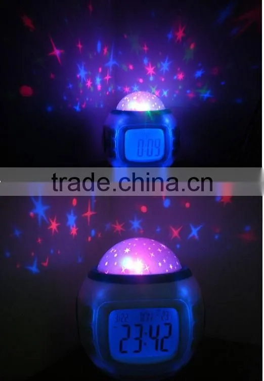 Night Projector and Sound Shooter With 6 Lullabies and 4 Nature Sounds Large LCD Alarm
