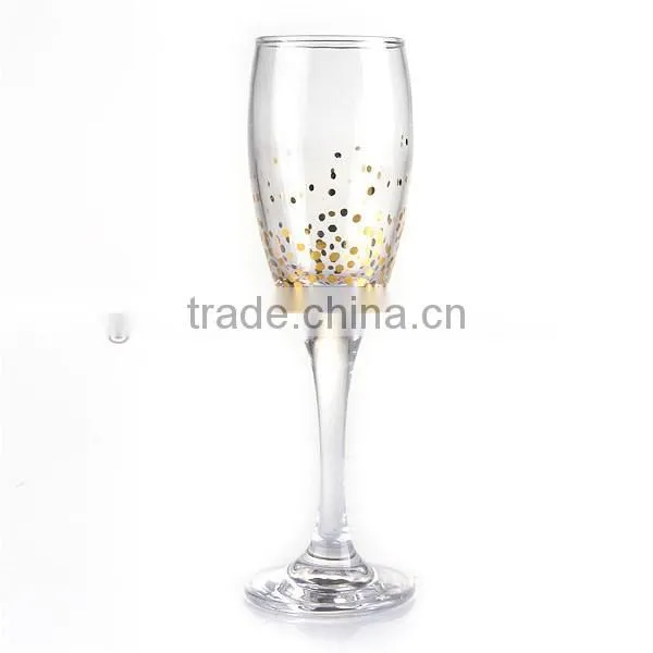 High quality wine glass and water glass set with golden decal