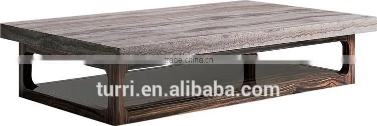 Italian Wood Fancy travertine top side table