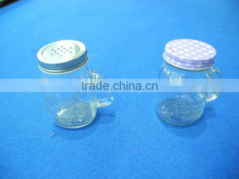 beverage use 120ml glass mason jar with smooth surface and handle