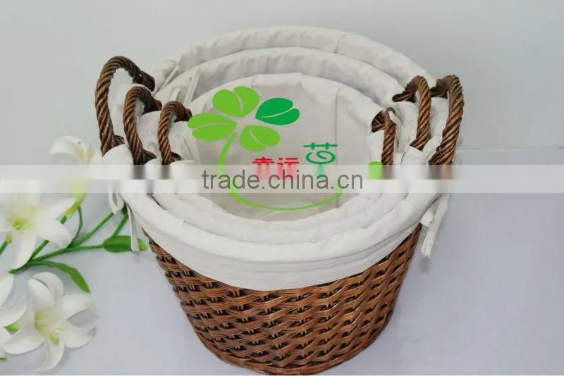 set of 3 small wicker laundry basket for home or hotel factory supply