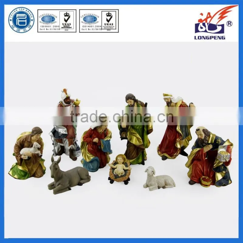 Traditional Christmas Nativity Set Figures with Real Frankincense Gold and Myrrh-10 Pieces, Christmas Nativity Animal Figurines