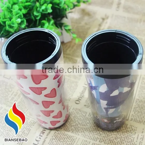 with sealed DIY paper insert Promotion Plastic Coffee Travel Mug