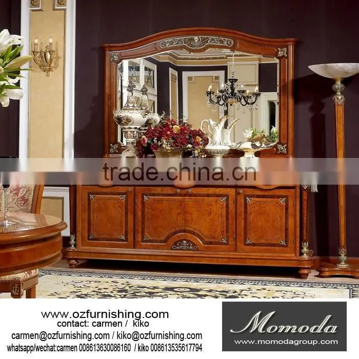 YB29 Italian Stylish Framed Glass Showcase, Antique Italian Camellia Tall Cabinet for Living Room