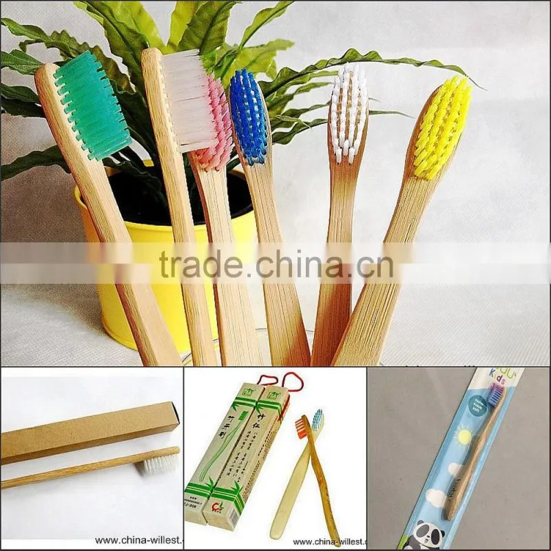 yellow color bamboo toothbrush, soft bristle toothbrush