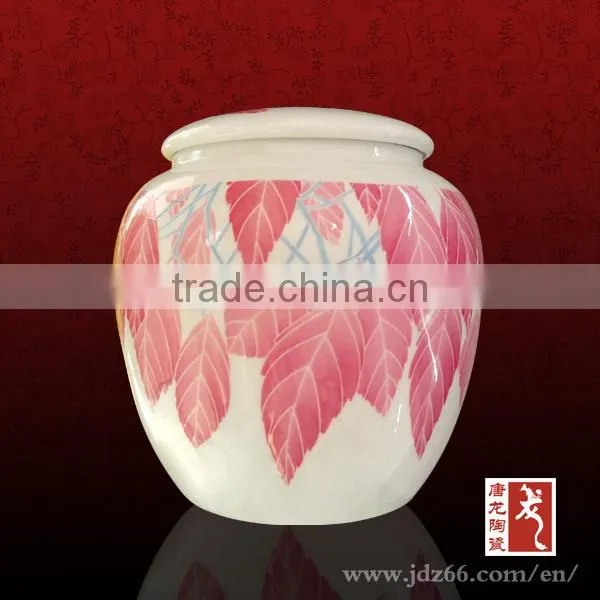 White snow design tea caddy ceramic spice container