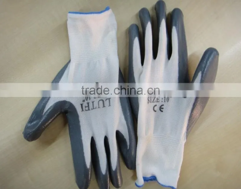 Protective Nitrile Coated Nylon Gloves Industrial Gloves