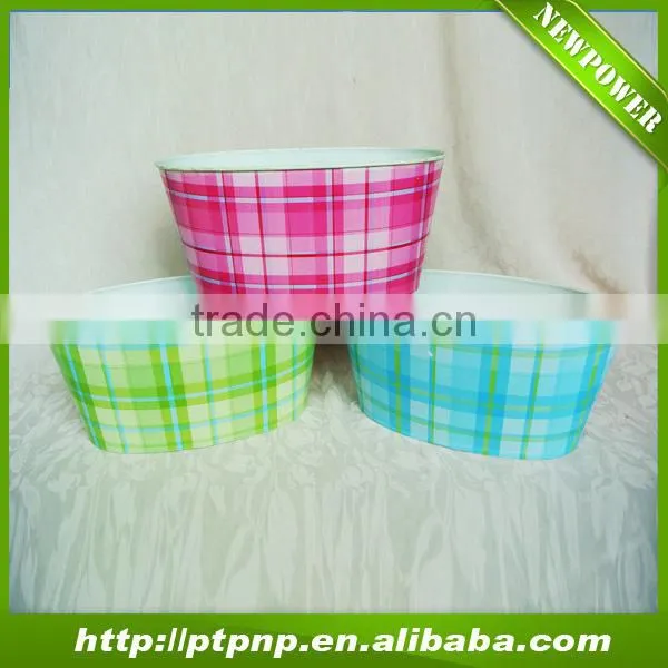 New Striped Flower home and garden metal Pots