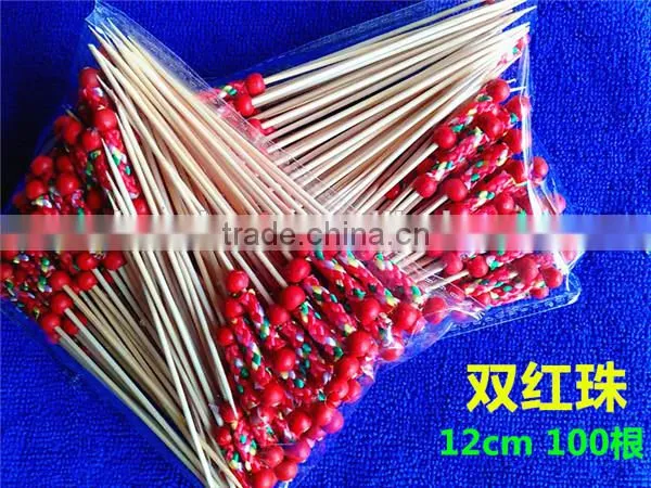 ZHUPING bamboo fruit pick wholesales bamboo toothpicks beaded