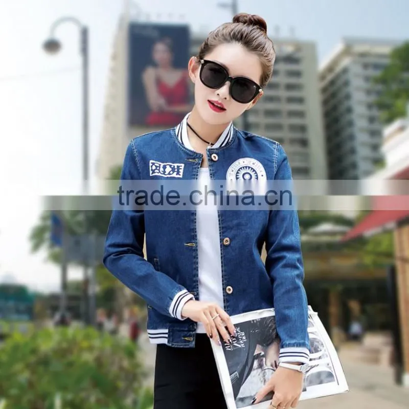 Wholesale long sleeves jeans women denim spring jacket for women