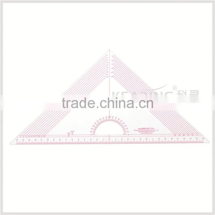 Kearing Chinese Manufactur plastic triangle grading rulerwith protractor # T010