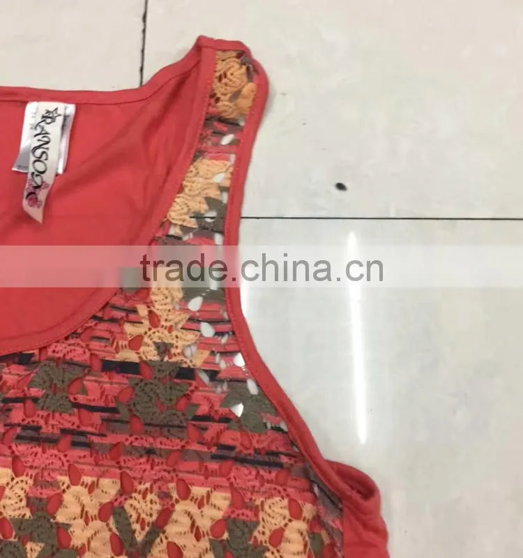 Yiwu surplus inventories lace tank top for women