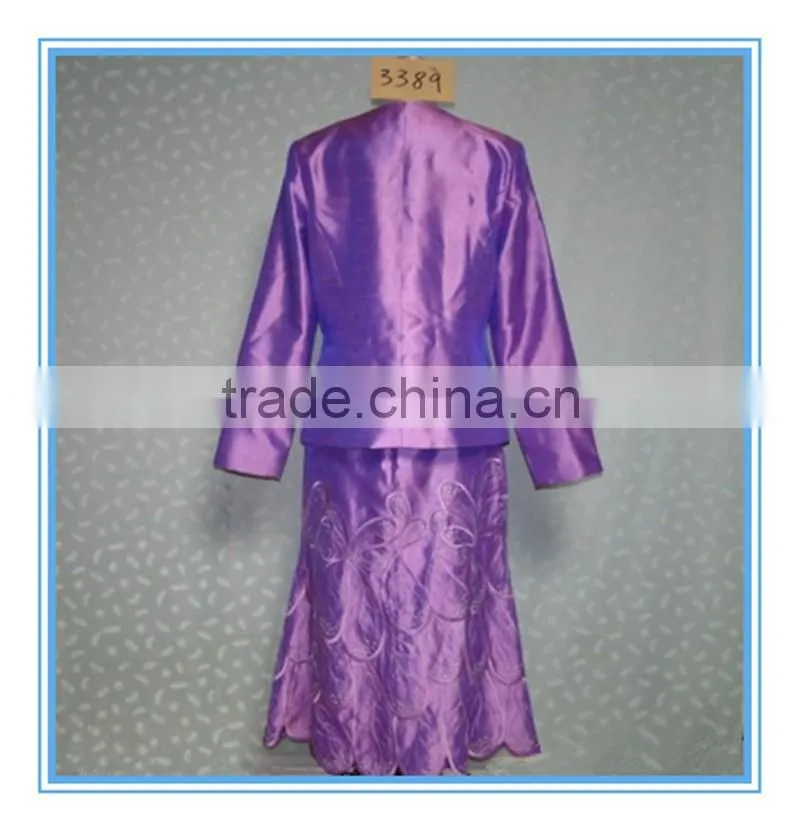 2016 Fashion Style Blouse And Skirt Polyester Shantung Fabric Women Church Suits