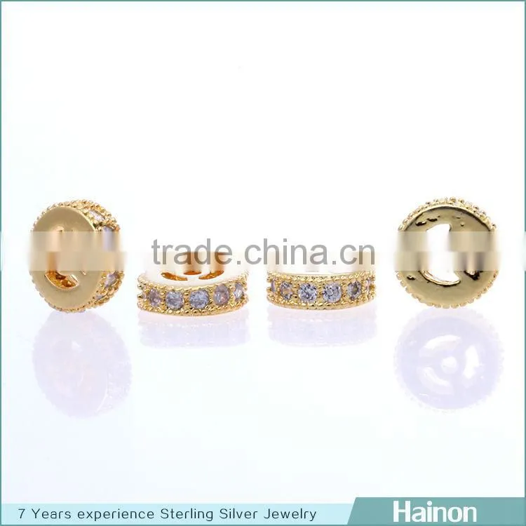 round flat gold sterling silver spacer in bracelet necklace making