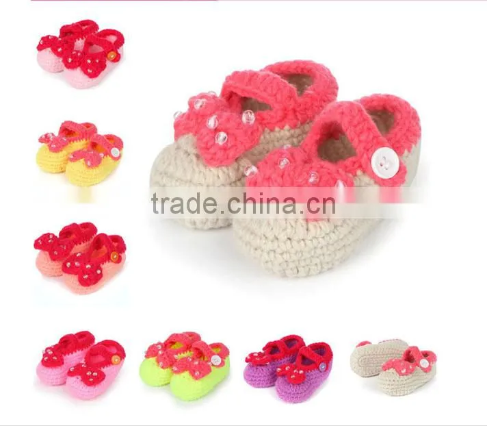 baby bow crochet shoes baby hand-knit shoes soft sole shoes