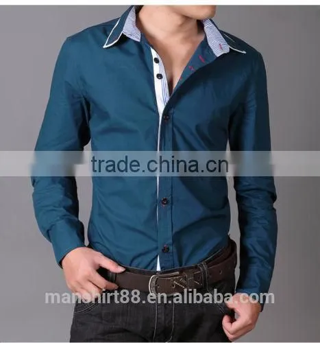 mens slim fit solid color button down collar dress shirt