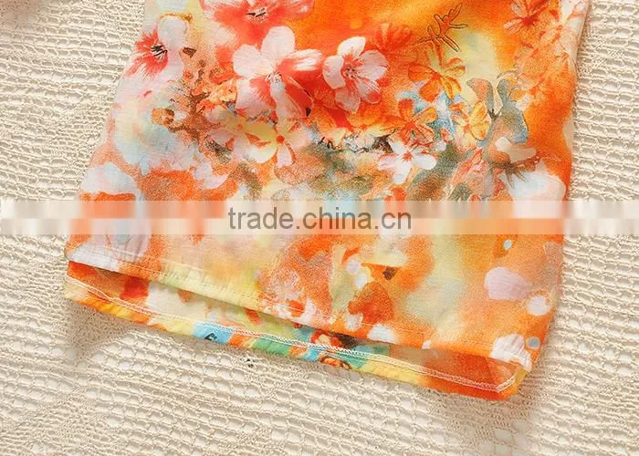 Simple style chiffin wihte V neck no collar 7 sleeve women casual bouse