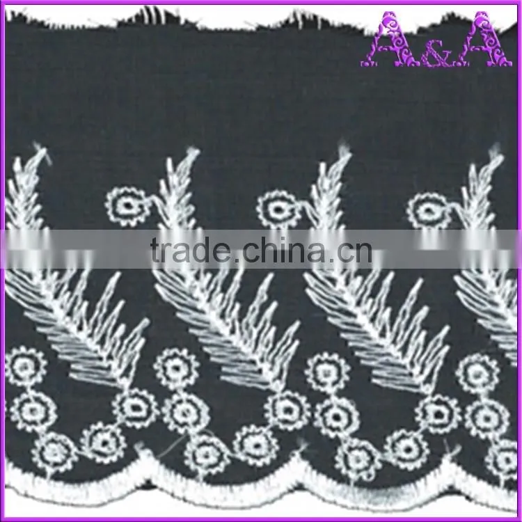 Swimming wear use black embroidery Organza ribbon lace