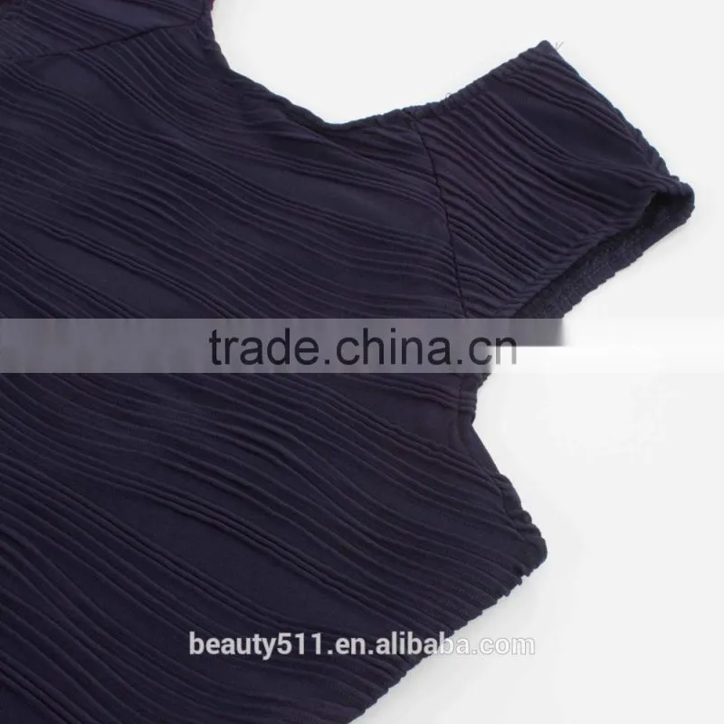Fashionable corrugated sexy dress with no sleeves and trim skirt PS05