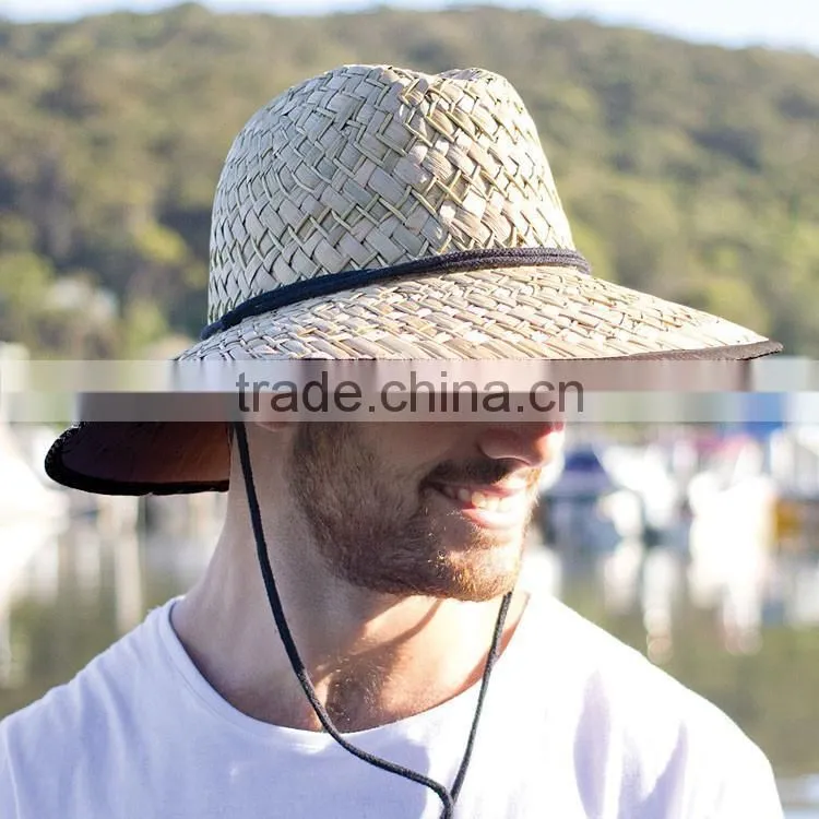 Custom Australia men's brands straw surf hat lifeguard safari straw hat Sombrero straw hat wholesale