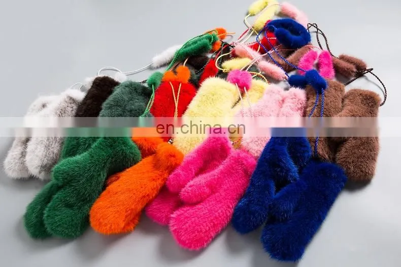 Lady Cute New Product Real Mink Fur Knitting Fingerless Gloves Fashion Fur Cuffs Gloves