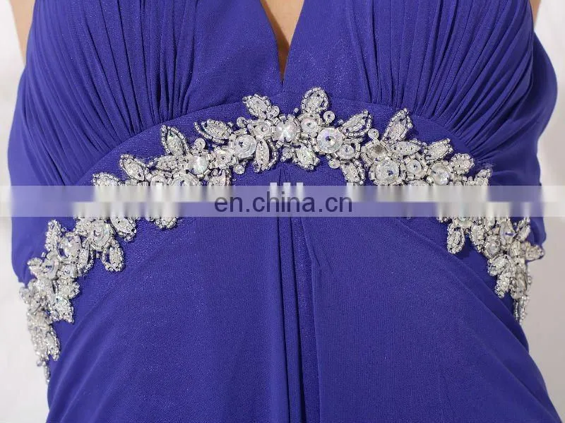 New design beaded sexy backless long chiffon prom dress