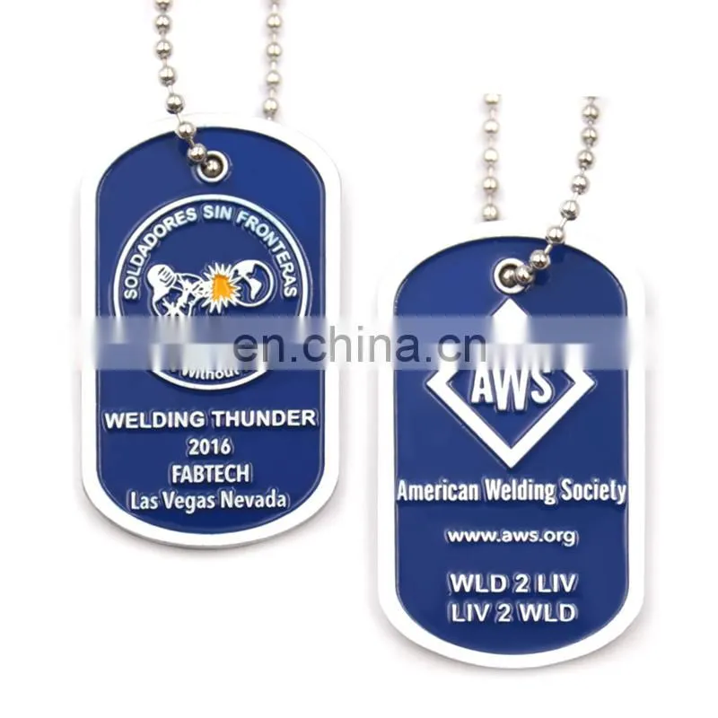 Silver finish aluminum engrave your own logo dog tag pendant