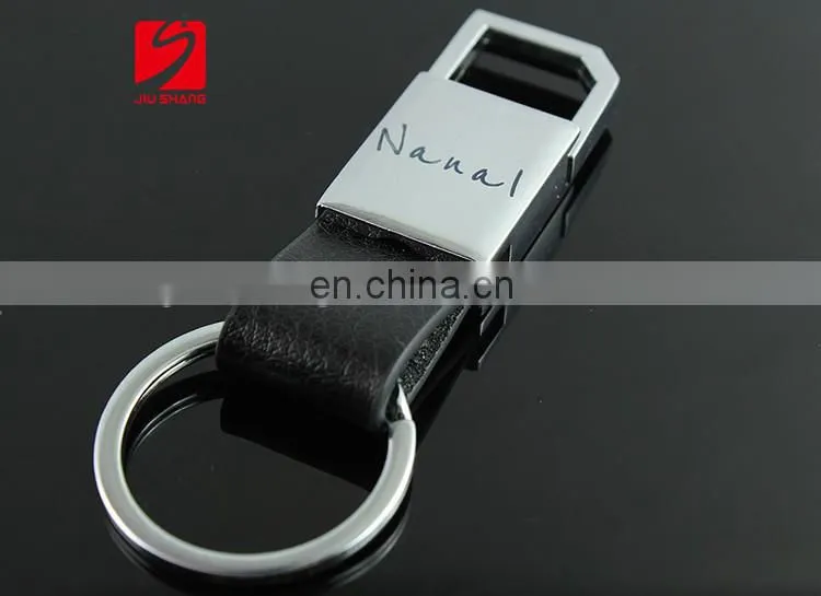 Customized car leather keychain with metal logo for promotion
