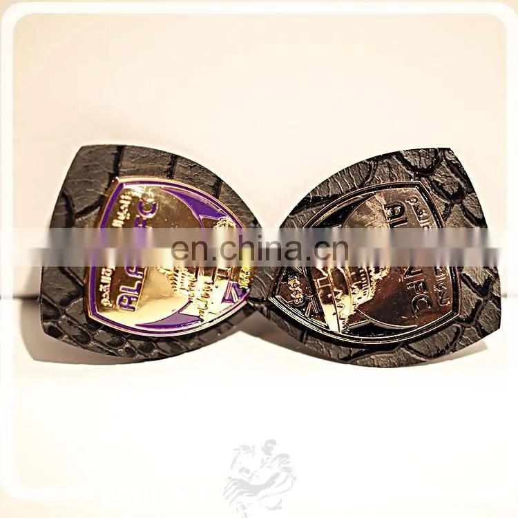 custom Metal casting logo tag nail PU leather badge patch for shoe