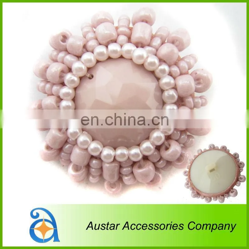 Black beads handmade decorative button