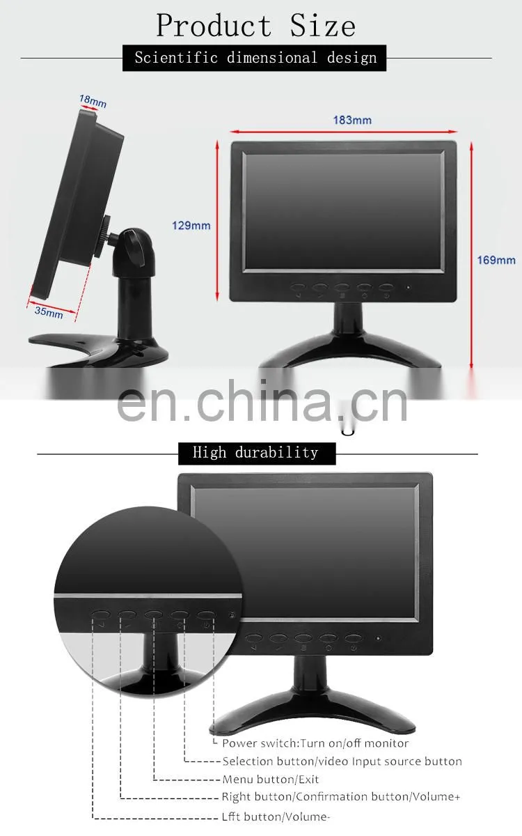 Retail Sales 7inch Touch Screen Desktop TFT LCD Panel for Car /cctv Monitor
