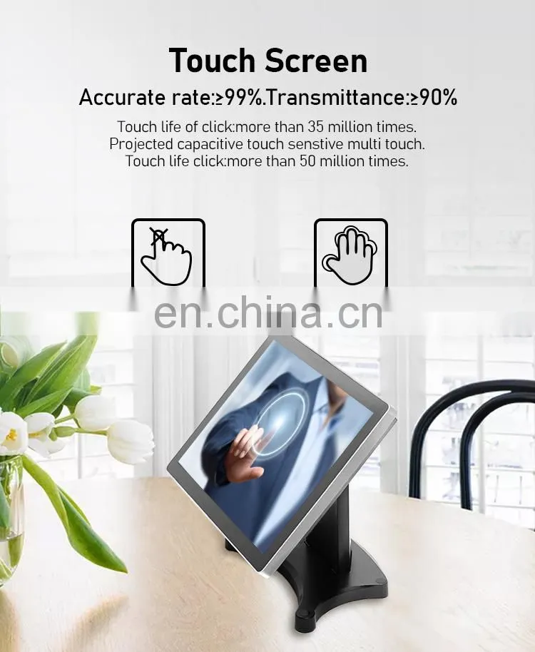15inch True Flat Capacitive Touch Screen Monitor industrial Grade Metal Case Computer POS Display 1024x768