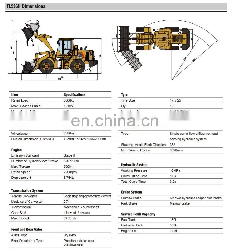 LOVOL hot sale 3ton 1.8m3 bucket articulated shovel loader FL936F/936F