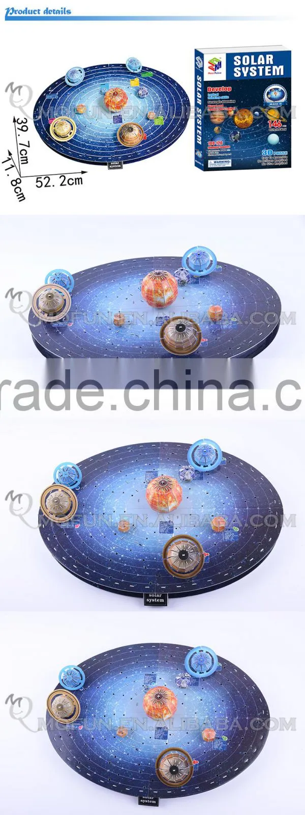 Mini Qute Solar System building blocks 3d paper puzzle diy model cardboard jigsaw puzzle game educational toy NO.B468-10