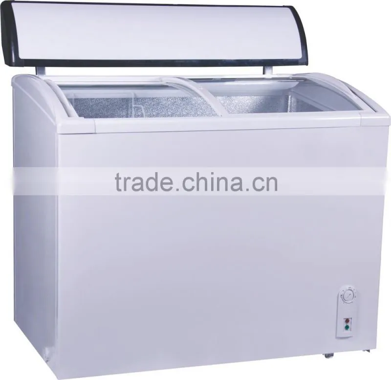 138L single temperature arch glass sliding door supermarket showcase chest freezer for ice cream
