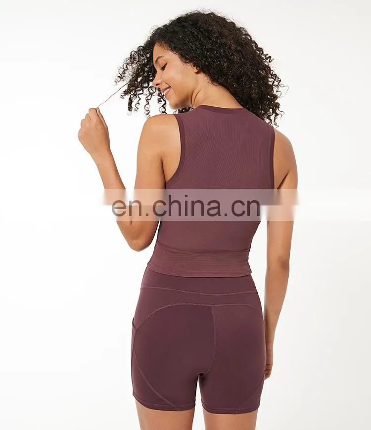 OEM & ODM Supplier Custom Logo Ribbed Fashion Gym Wear Sleeveless Yoga Crop Tank Top