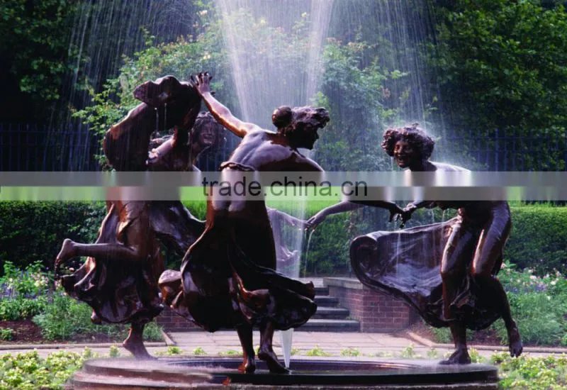Metal water fountain bronze female sculpture for public decoration