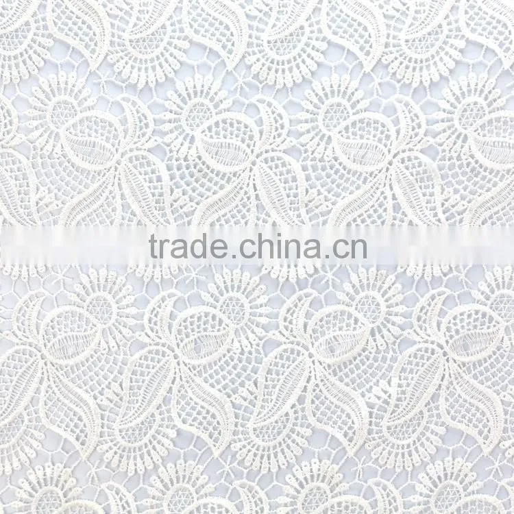 Professional OEM/ODM Manufacture high quality mesh 3d flower lace embroidered white lace embroidery fabric