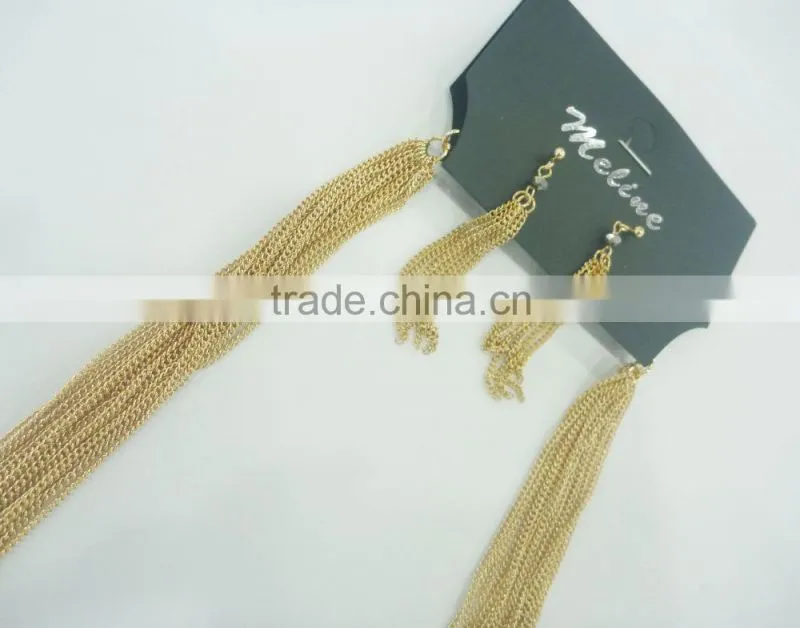 FASHION MULTI ROW BEADED CHAIN NECKLACE EARRING SET