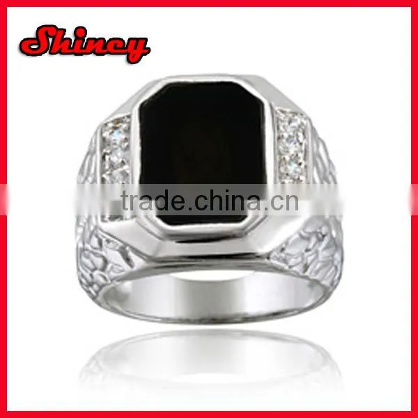 925 sterling silver hip hop black cz stone paved men ring
