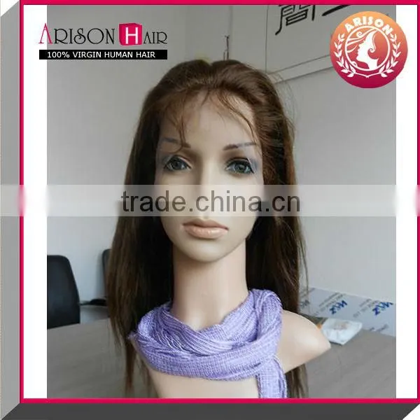 Silky straight full lace wig chinese virgin silk top