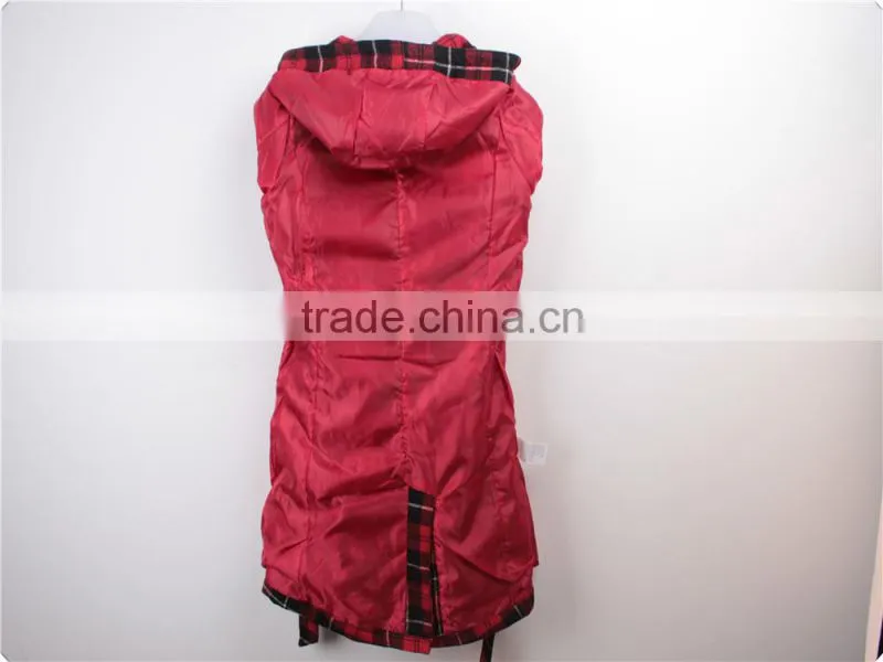 Lady's stock apparel checked melton jacket with belt