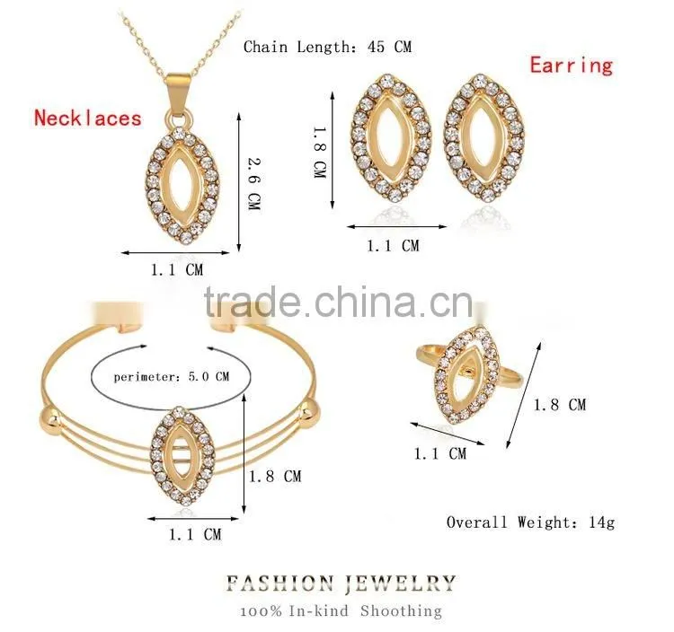 Royal Noble Geometric Oval Hollow Crystal Gems Drop Pendant Decoration Necklace Elegant Jewelry Set For Braid Wedding Accessory