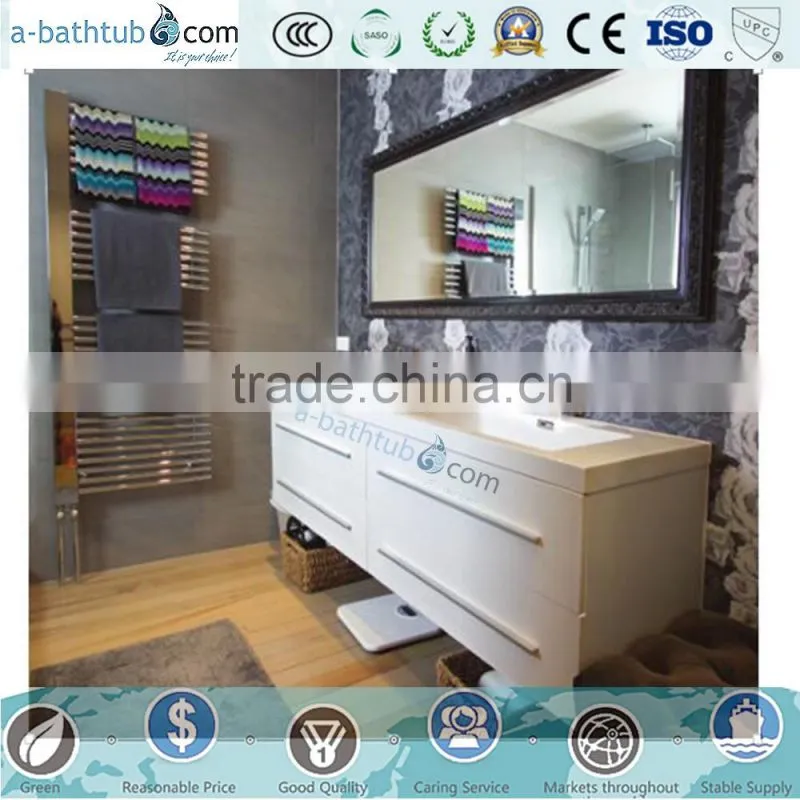 White customized large solid wood bathroom vanity